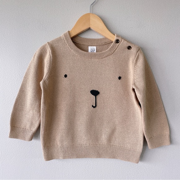 GAP Other - Gap Knit sweater with bear face tan brown 12-18m unisex